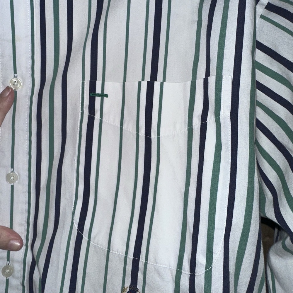 Vintage 1990s Tommy Hilfiger Embroidered Crest StripeButton-Up Shirt Men's Large - Picture 6 of 11